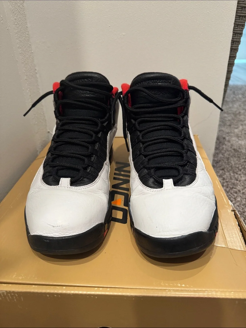 Retro Jordan 10s Basketball Sneakers - White/Black/Red